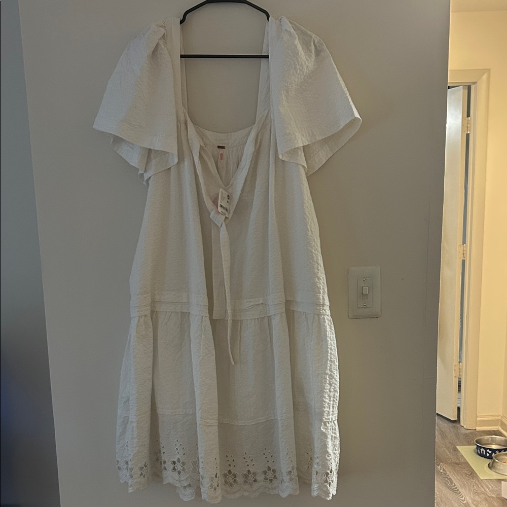 White Boho Dress with Lace Details